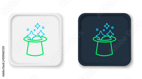 Line Magic hat icon isolated on white background. Magic trick. Mystery entertainment concept. Colorful outline concept. Vector