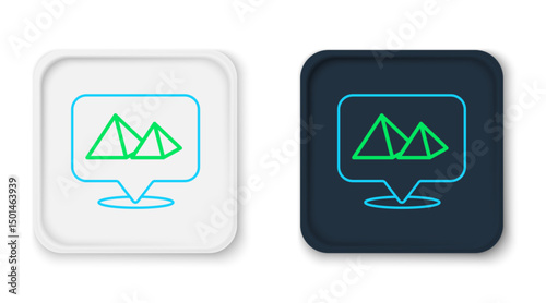 Line Egypt pyramids icon isolated on white background. Symbol of ancient Egypt. Colorful outline concept. Vector