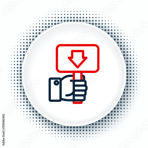 Line Hand holding auction paddle icon isolated on white background. Bidding concept. Auction competition. Hands rising signs with BID inscriptions. Colorful outline concept. Vector