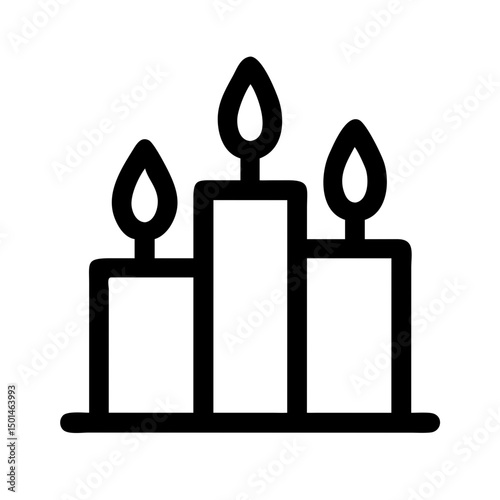 Three candles icon, line art style, for websites