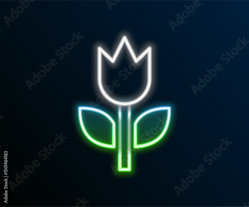 Glowing neon line Photo mode macro icon isolated on black background. Colorful outline concept. Vector