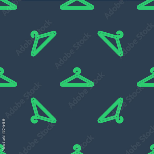 Line Hanger wardrobe icon isolated seamless pattern on blue background. Cloakroom icon. Clothes service symbol. Laundry hanger sign. Vector