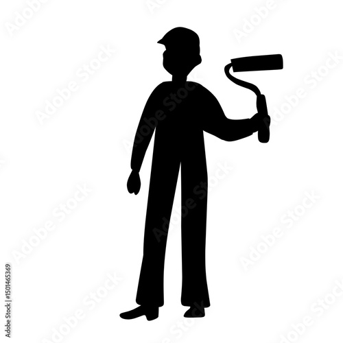 construction worker silhouette illustration