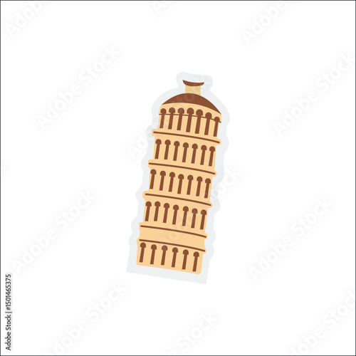 Leaning Tower of Pisa Sticker: A charming sticker featuring a simplified illustration of the iconic Leaning Tower of Pisa, perfect for travel journals, laptops.
