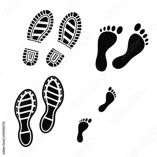 Footprints icon set shoes imprints male female footprints. vector footprints icon. Adobe Illustrator Artwork