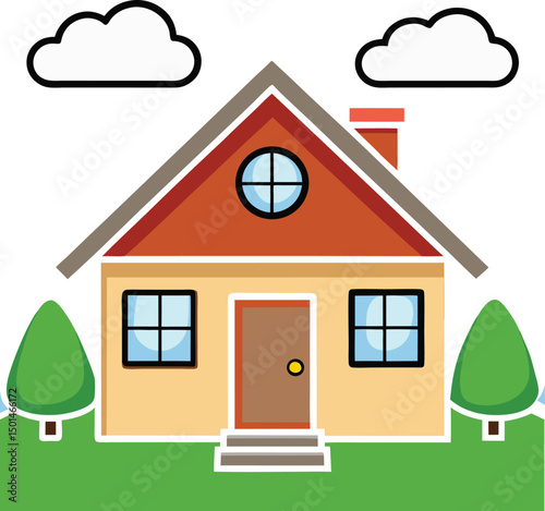 house cute cartoon vector