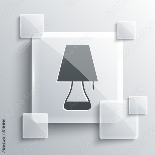 Grey Table lamp icon isolated on grey background. Square glass panels. Vector