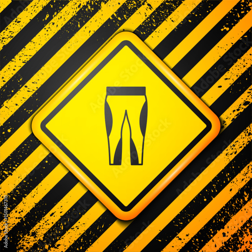 Black Leggings icon isolated on yellow background. Warning sign. Vector