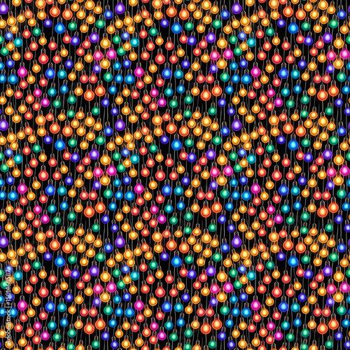 Seamless tileable pattern of colorful lights on black texture
