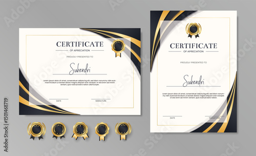 Elegant Gold and Black Certificate of Appreciation Template