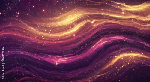 Abstract cosmic waves glowing nebula, stellar dust, and celestial streams.