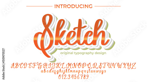 Sketch Font Stylish brush painted an uppercase vector letters, alphabet, typeface