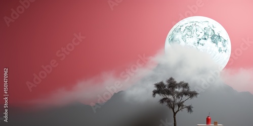winter landscape with moon