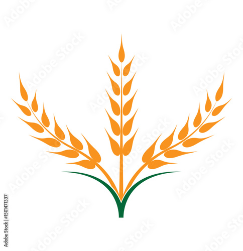Wheat grains wreath. Barley ears, rye spike rice stalk or laurel wreaths beer logo heraldic symbol round frame for bakery bread label emblem farm harvest, neat vector illustration