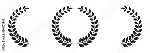 Wreath wheats ears icons and rice seed logo design elements set.