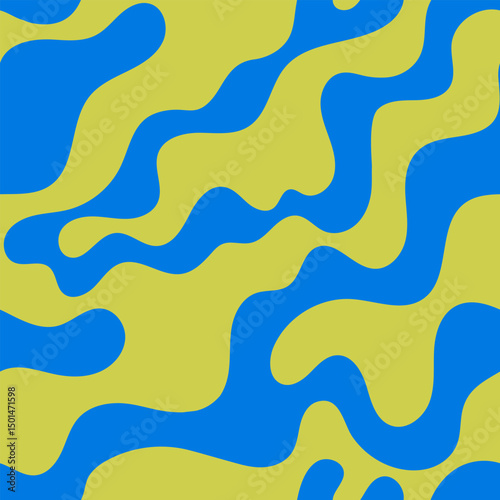 Abstract vector wavy seamless pattern. Trendy retro psychedelic background in 90s, 00s style. Texture in y2k aesthetic	