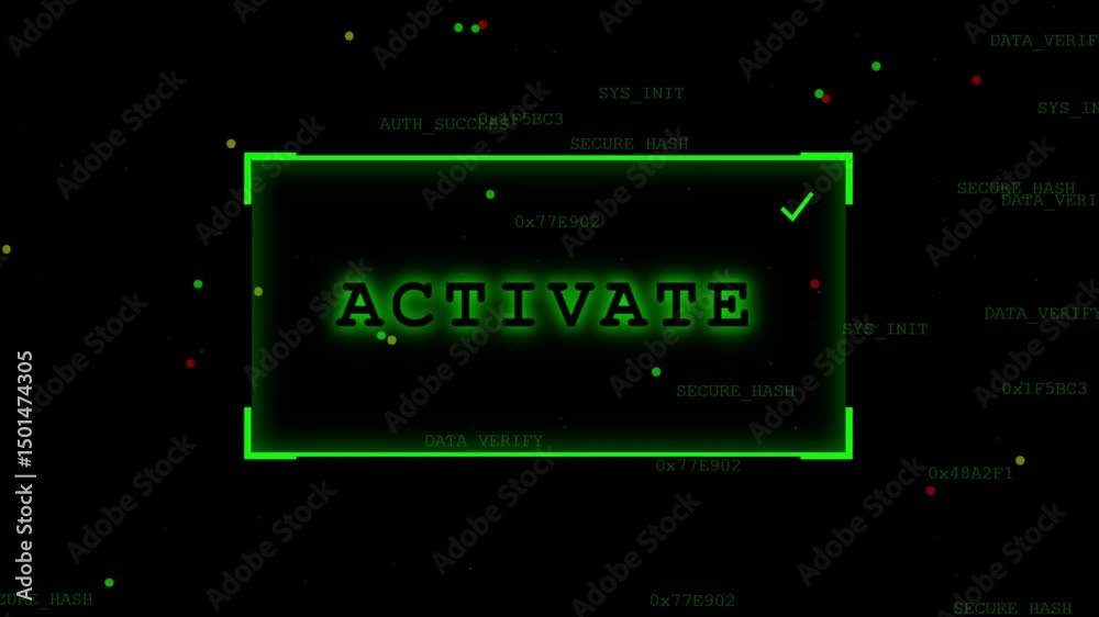 Digital HUD Activate Animation with Dark Glowing Neon Text With Futuristic, Sci Fi, Cyberpunk Style Digital HUD Activate Animation with Dark Glowing Neon Text With Futuristic, Sci Fi, Cyberpunk Style