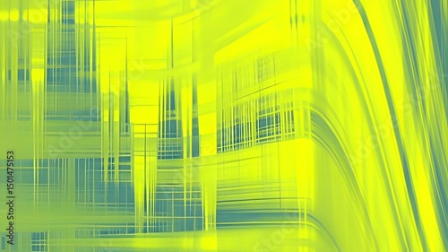 Abstract design with vibrant yellow and teal colors.