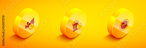 Set Isometric Stocks market growth graphs, Waste of time and Day icon. Vector