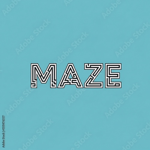 Flat vector logo design featuring a stylized simple maze pattern integrated within the typography for the word 