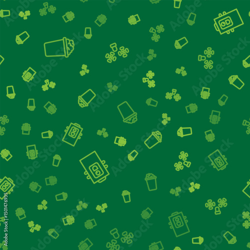 Set line Bucket with soap suds, Gas boiler and Water tap on seamless pattern. Vector
