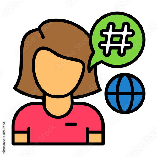 Hashtag Woman Colorful Icon