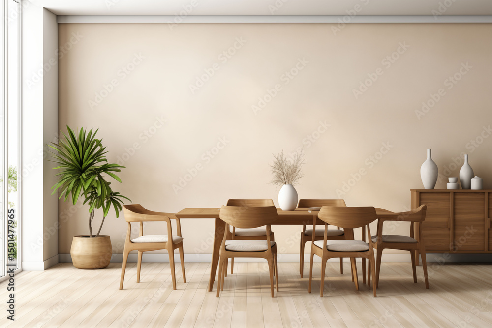 Beautifully decorated dining room in a minimalist style. Beautifully decorated dining room in a minimalist style.