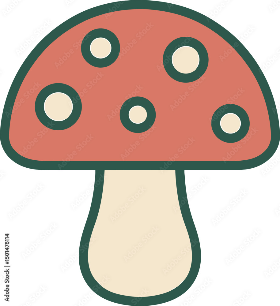 Fototapeta premium Mushroom with red cap vector illustration