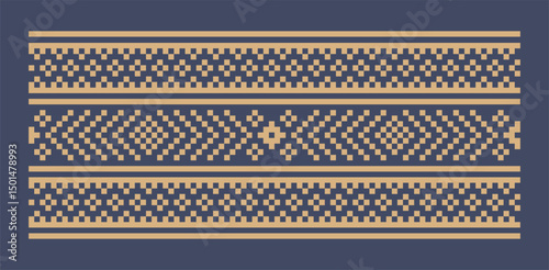 Ukrainian border pattern element. Stencil for block print or tattoo design. Floral geometric decor.