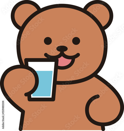 水を飲むくま　シンプル