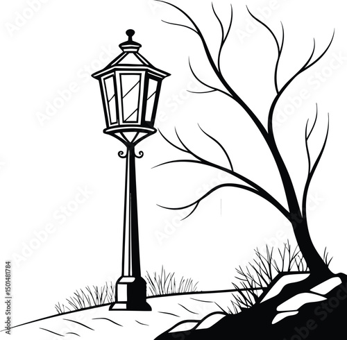 Elegant Street Lamp Graphic Design Element perfect for Logo Branding and Icon Design