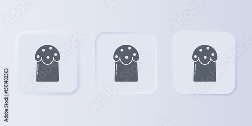 Grey Easter cake icon isolated on grey background. Happy Easter. Set icons in square buttons. Vector