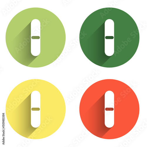 Set Nail file icon isolated with long shadow background. Manicure tool. Color circle button. Vector