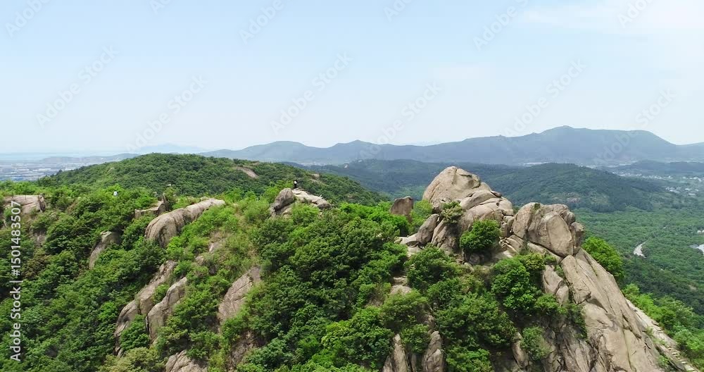 Aerial view of Lotus Peak, Suzhou in Summer Season