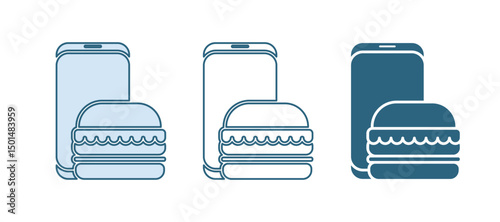 Blue Online ordering and fast food delivery icon isolated on white background. Burger sign. Vector