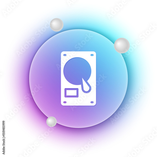 White Hard disk drive HDD icon isolated on white background. Blue and purple gradient circle background. Vector