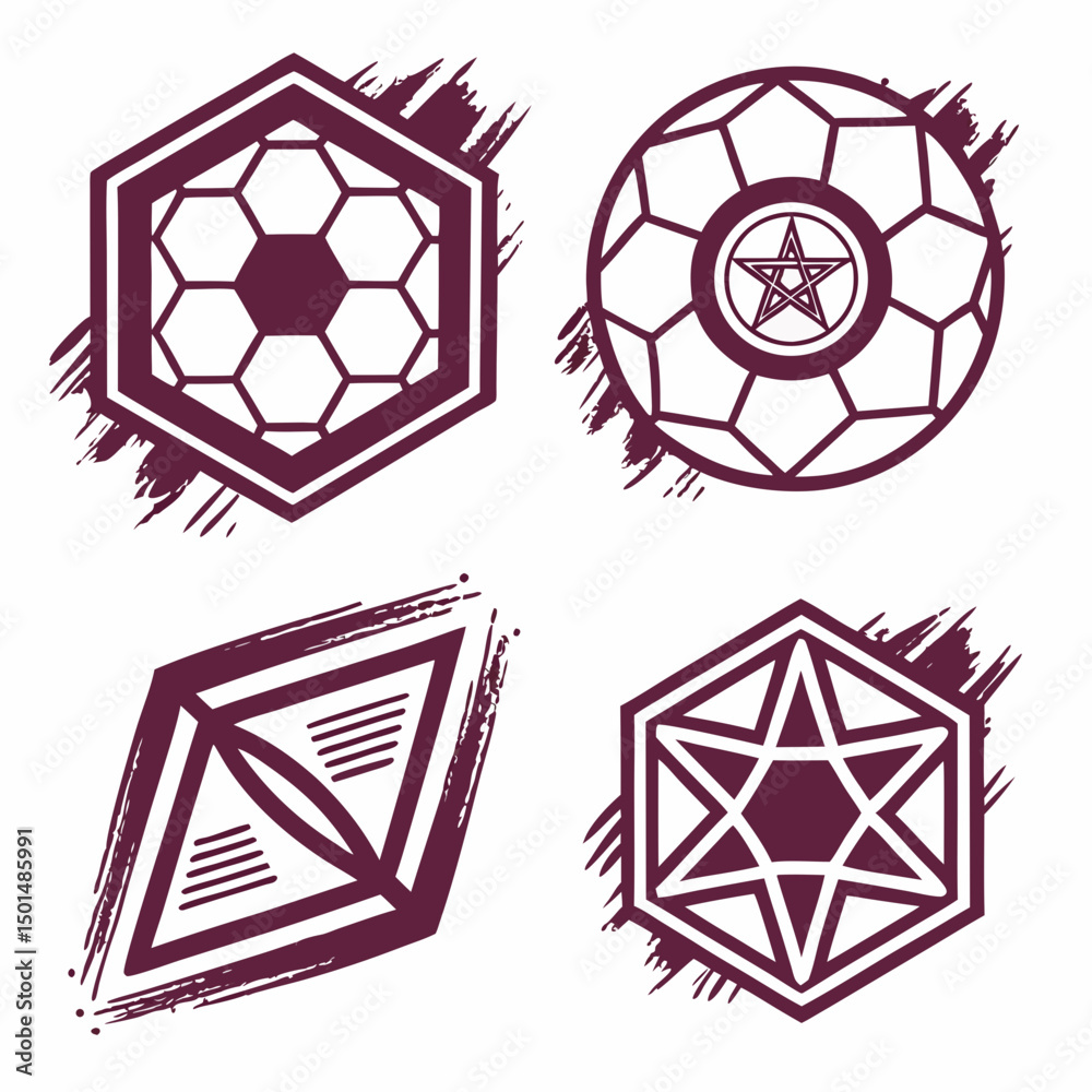 Abstract geometric soccer ball designs hexagon star shapes Abstract geometric soccer ball designs hexagon star shapes