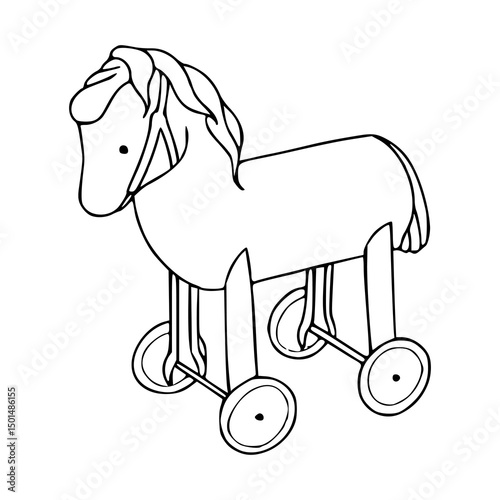 wooden toy horse with wheels sketch