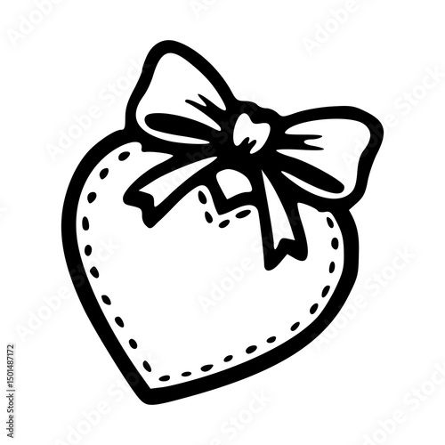 love symbol with decorative bow line art