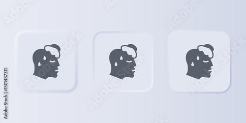 Grey High human body temperature or get fever icon isolated on grey background. Disease, cold, flu symptom. Set icons in square buttons. Vector