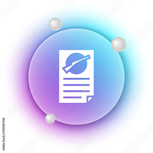 White Firearms license certificate icon isolated on white background. Weapon permit. Blue and purple gradient circle background. Vector