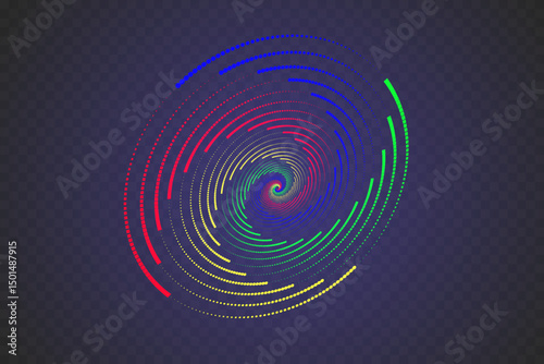 Colorful neon circles. Halftone dots circle. Vector. EPS 10.