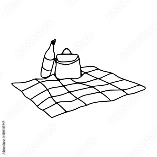 line drawing of a picnic spread