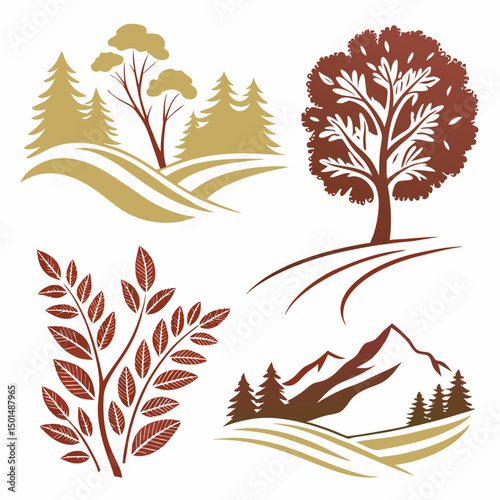 Professional autumn nature set isolated tree cutouts transparent background