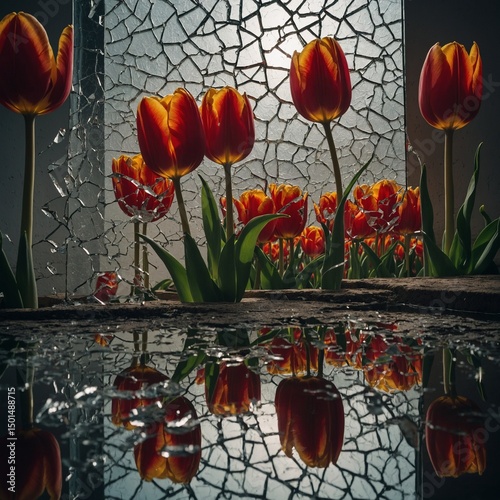 red tulips in the garden