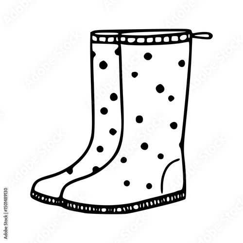 polka dot rain boots vector illustration