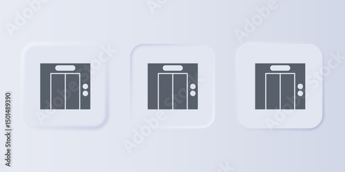 Grey Lift icon isolated on grey background. Elevator symbol. Set icons in square buttons. Vector