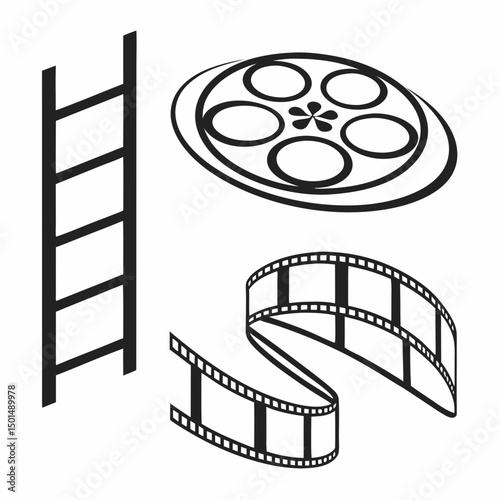 Film reel ladder movie production cinema icon graphic