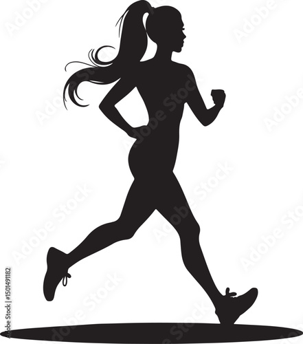 Female Runner Silhouette in Motion