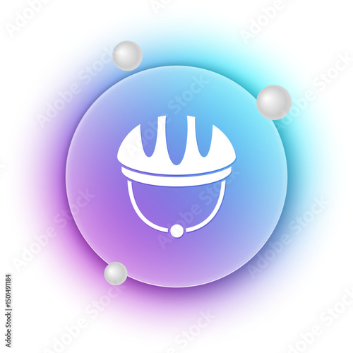 White Bicycle helmet icon isolated on white background. Extreme sport. Sport equipment. Blue and purple gradient circle background. Vector